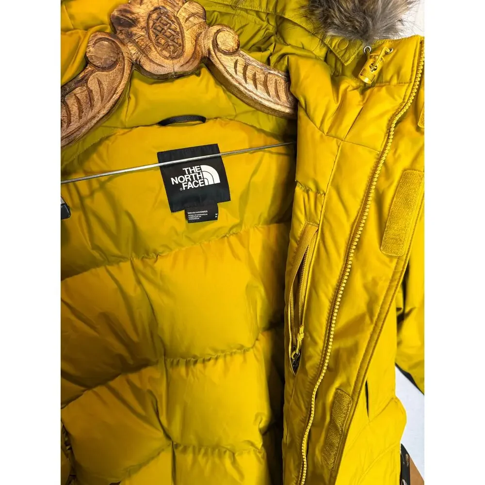 North Face Men’s McMurdo Parka Winter Jacket Marigold Yellow Down Faux Fur M NEW